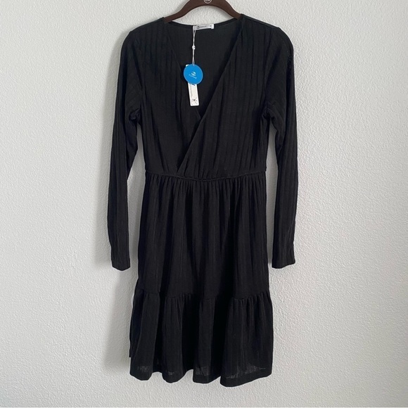 NWT Cupshe Women's Size Small Black Ribbed Long Sleeve Dress - Picture 1 of 5